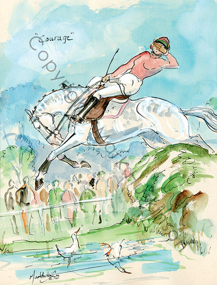 Courage II - Horse Racing Cartoon Print by Mark Huskinson