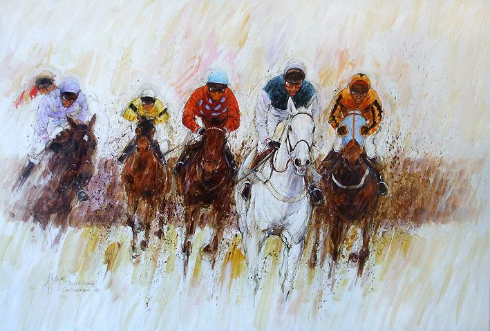 Desert Orchid Original Horse Racing Oil Painting by Equestrian Artist ...